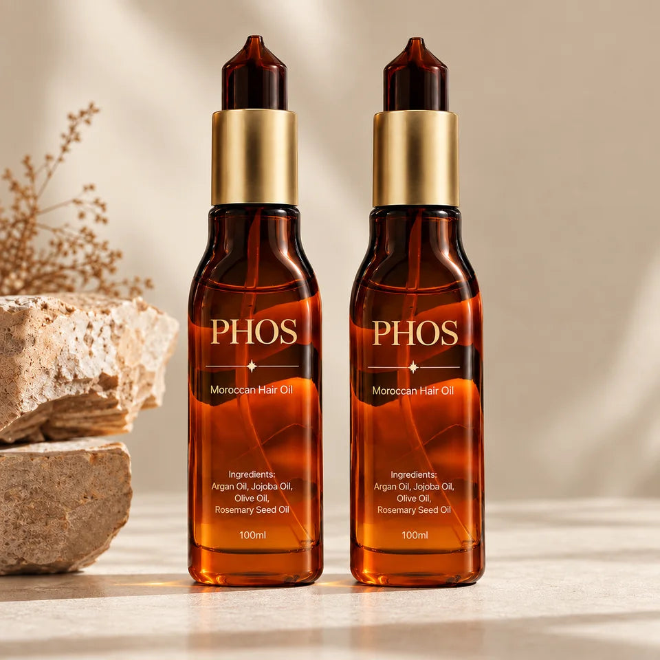 2 Bottles of PHOS Moroccan Hair Oil, 100ml each
